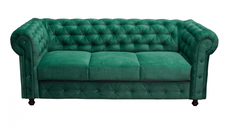 Canapea CHESTERFIELD fixa, 3 locuri, cu arcuri, verde, 205x90x80 cm