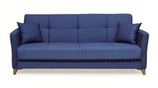 Canapea LOREN extensibila, 3 locuri, cu arcuri si lada depozitare, albastru, 203x85x85 cm