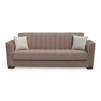 Canapea QUEEN extensibila, 3 locuri, cu arcuri si lada depozitare, cappuccino, 218x70x80 cm - 1