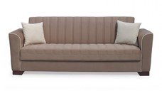 Canapea QUEEN extensibila, 3 locuri, cu arcuri si lada depozitare, cappuccino, 218x70x80 cm