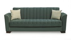 Canapea QUEEN extensibila, 3 locuri, cu arcuri si lada depozitare, verde, 218x70x80 cm