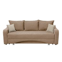 Canapea SUSIE extensibila, 3 locuri, cu arcuri si lada depozitare, maro + crem, 222x105x80 cm - 1