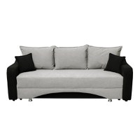 Canapea SUSIE extensibila, 3 locuri, cu arcuri si lada depozitare, negru + gri deschis, 222x105x80 cm - 1