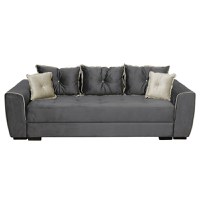 Canapea VERA extensibila, 3 locuri, cu arcuri si lada depozitare, gri + crem, 245x110x80 cm - 1