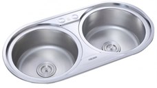 Chiuveta Freddo ERT-SN9024, pentru blat, finisaj anticalcar, doua cuve, 83x43,5cm, inox