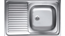 Chiuveta Sanitec S416D, pentru masca, finisaj satinat, cuva dreapta, 80x50cm, inox