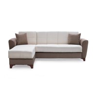 Coltar DUBLIN extensibil, cu lada depozitare, colt interschimbabil, crem, 236x146x80 cm - 1