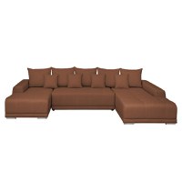 Coltar MARIBO U extensibil, cu arcuri si lada depozitare, colt dreapta, caramiziu, 350x203x90 cm - 1