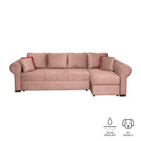 Coltar SEUL XL extensibil, cu arcuri si lada depozitare, colt dreapta, roz pal, 290x145x95 cm - 1