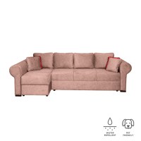 Coltar SEUL XL extensibil, cu arcuri si lada depozitare, colt stanga, roz pal, 290x145x95 cm - 1