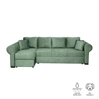 Coltar SEUL XL extensibil, cu arcuri si lada depozitare, colt stanga, verde, 290x145x95 cm - 1