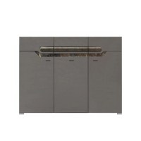 Comoda DAVOS D 12, 3 usi si 3 sertare, soft close, corp PAL nuc inchis, fronturi MDF gri, 130x42x99 cm - 1