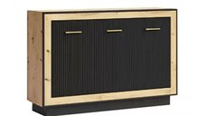 Comoda FOX 12, 3 usi, corp artisan, fronturi MDF artisan + negru, 135x39x91 cm