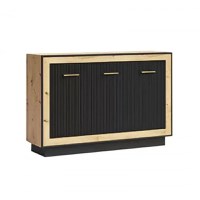 Comoda FOX 12, 3 usi, corp artisan, fronturi MDF artisan + negru, 135x39x91 cm - 1