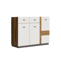 Comoda VG12, 2 usi, 3 sertare, corp PAL nuc, fronturi MDF late lucios, 130x42x90 cm - 1