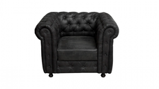 Fotoliu CHESTERFIELD cu arcuri, negru, 105x90x80 cm