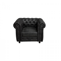 Fotoliu CHESTERFIELD cu arcuri, negru, 105x90x80 cm - 1