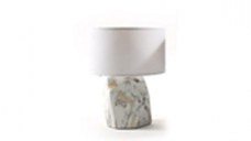 Lampa cu baza ceramica, MARBLE, diametru 20 cm, inaltime 34 cm, alb