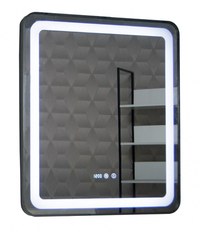 Oglinda cu iluminare LED, functie dezaburire, ceas si termometru, MD3, rama negru, 70x80 cm - 1