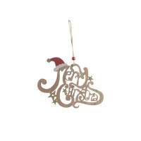 Ornament decorativ Merry Christmas, lemn, V2, 18x13 cm - 1