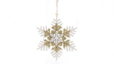 Ornament fulg de agatat, auriu + alb, 12 cm