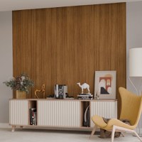 Panou riflaj decorativ TEAK, MDF, maro, 1,8x12,1x280 cm - 1