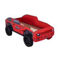 Pat pentru copii masina ECO JEEP, rosu, 90x190 cm - 1