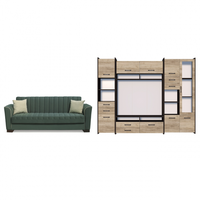 Set Canapea QUEEN extensibila, verde + Living MOKKA II, maro inchis + stejar - 1