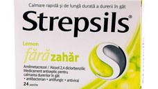 Strepsils Lemon fara zahar 24 comprimate