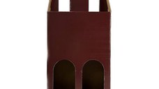 Cutie pentru 2 sticle, culoare Bordeaux cu gat deschis