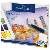 Acuarele cu Pensula si Rezervor Apa Faber-Castell Creative Studio, 24 Culori - 1