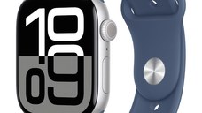 Apple Watch Series 10, GPS + Cellular, 46mm, Silver Aluminium Case, Sport Band, Denim, M/L