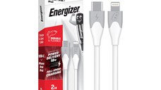 Cablu date Energizer C611LKWH2 USB-C - Lightning, 2m, Alb