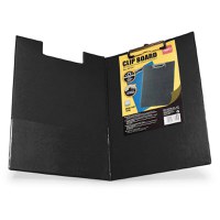 Clipboard Dublu A4 Deli, Negru, Buzunar Interior, Carton Acoperit cu Plastic - 1