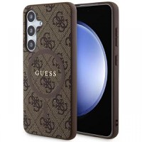 Guess Husa 4G Leather Metal Logo MagSafe Samsung Galaxy S24 Maro - 1