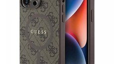 Guess Husa PU Leather 4G Colored Ring MagSafe iPhone 14 Pro Maro