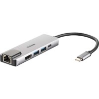 Hub USB D-Link DUB-M520, 5-in-1, USB Type C, 2 x USB 3.0, 1 x HDMI, 1 x RJ-45 - 1