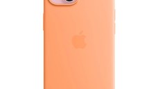 Husa de protectie Apple Silicone Case with MagSafe pentru iPhone 15, Orange Sorbet