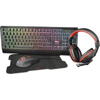 Kit gaming Tastatura + Mouse + Pad + Casti Trust Ziva, 4 in 1, Negru/Rosu - 1