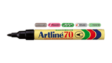 Permanent Marker Artline 70, Corp Metalic, Varf Rotund 1.5mm - Negru