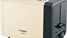 Prajitor de paine compact Bosch DesignLine TAT4P427, Functie de dezghetare si incalzire, 970 W, 2 felii, Bej