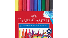 Set 10 Carioci Faber-Castell Grip, Diverse Culori, Varf Rezistent la Presiune, Carioci Colorate