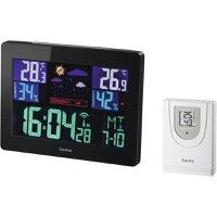 Statie meteo Hama EWS-1400, Afisaj color, Higrometru, Termometru, Functie Alarma, Ceas DCF, Negru - 1