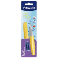 Stilou Twist bright sunshine, penita M, 2 rezerve albastre, pe blister, Pelikan - 1