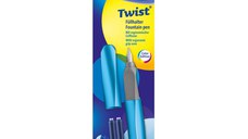 Stilou Twist Frosted Blue, Cu Grip Ergonomic, 2 Rezerve Albastre, Blister