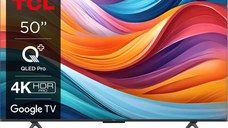 Televizor Smart TCL 50T7B, 126 cm, 4K UHD, QLED, HDR, Seria T7B, Clasa F