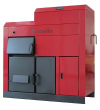 Centrala Fornello Eco Energy mixt 35 KW pe lemne si peleti, echipata cu 2 camere de ardere, automatizare, afisaj digital, arzator fonta, curatare mecania a drumurilor de fum, buncar peleti integrat 90 kg - 1