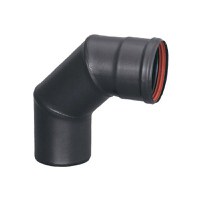 Cot pentru evacuare gaze arse, Fornello, otel negru pentru centrale si termoseminee pe peleti, diametru 80 mm, etansare cu garnitura, 90 grade - 1