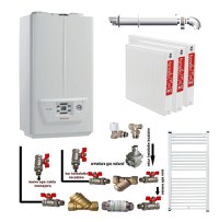 Pachet apartament cu 2 camere, centrala termica pe gaz in condensare IMMERGAS VICTRIX OMNIA 25, kit evacuare inclus, calorifere otel, kit armaturi centrala, robineti calorifere - 1