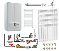 Pachet apartament cu 3 camere, centrala termica pe gaz in condensare IMMERGAS VICTRIX OMNIA 25, kit evacuare inclus, calorifere aluminiu, kit armaturi centrala, robineti calorifere - 1